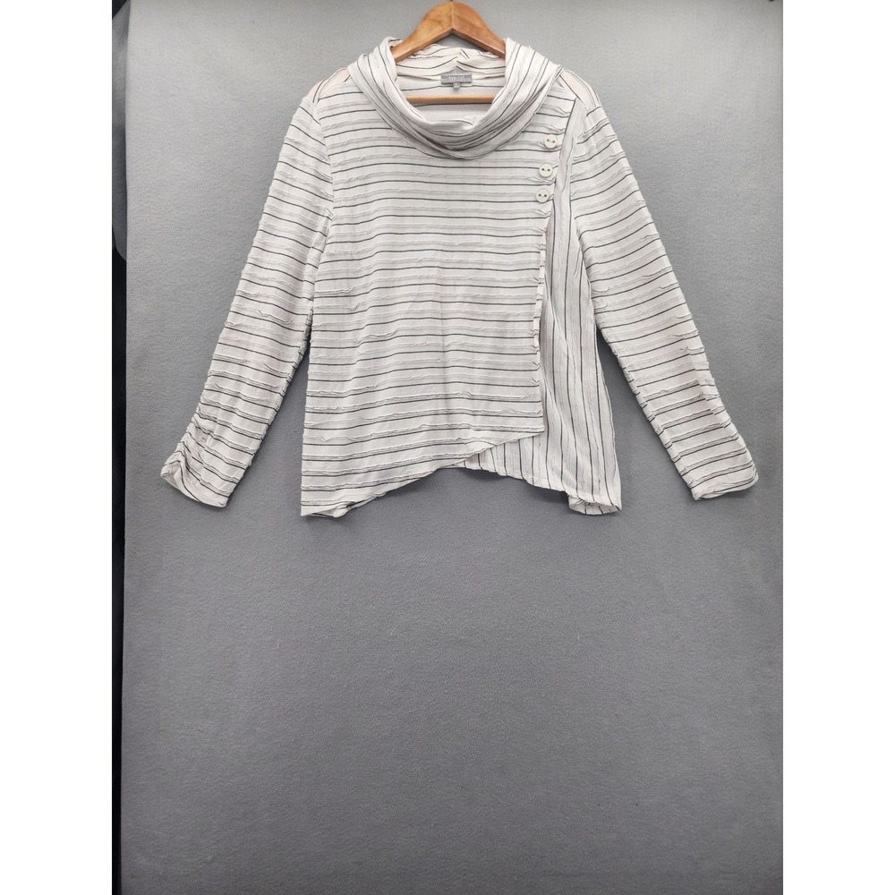 Habitat Clothes To Live In Striped Cowl Neck Top Cotton Asymmetric Lagenlook M